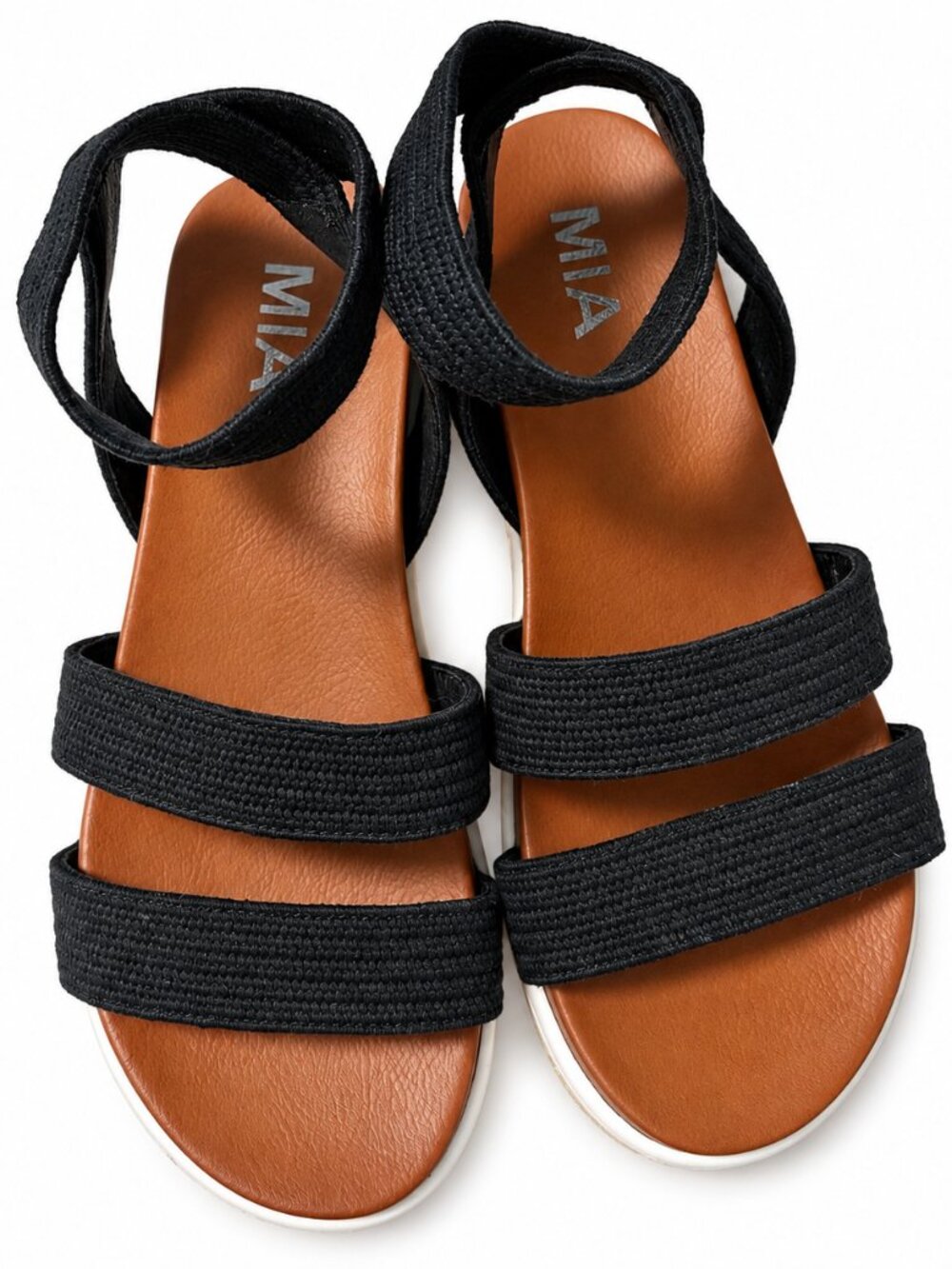 MIA Black Elastic Strap Espadrille Platform Sandals Girl's Size 5